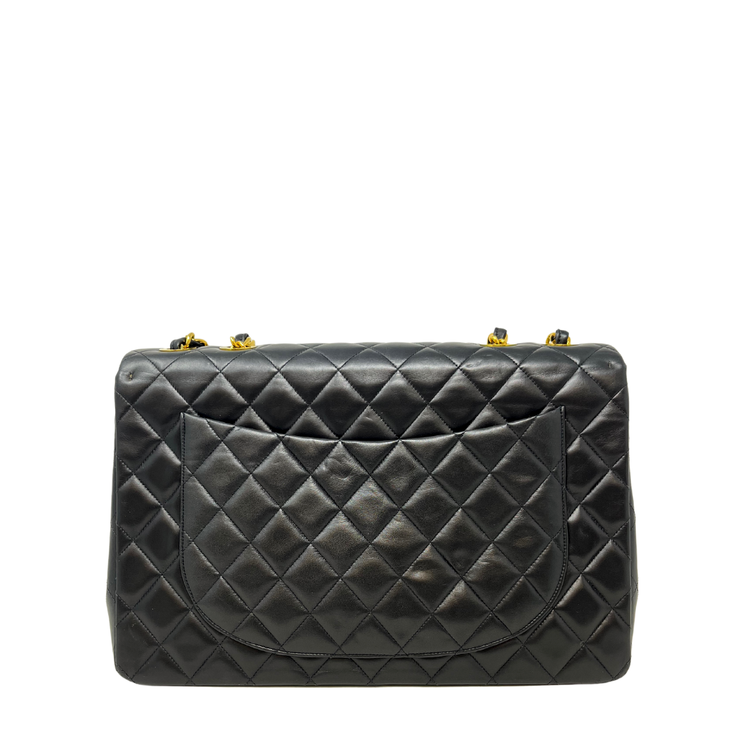 Chanel Black Caviar Leather Maxi Classic Single Flap Bag
