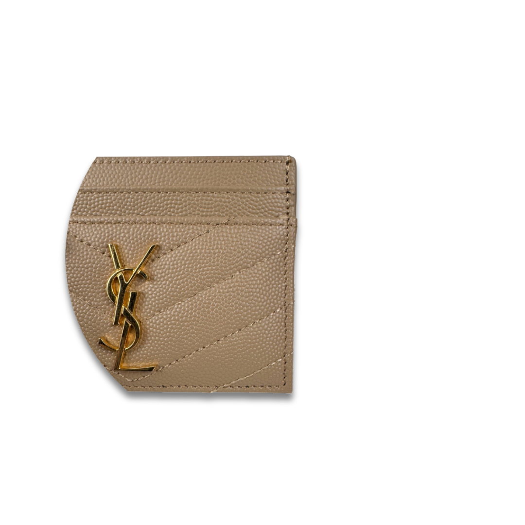YSL Beige Cassandre Grain de Poudre Leather Card Case
