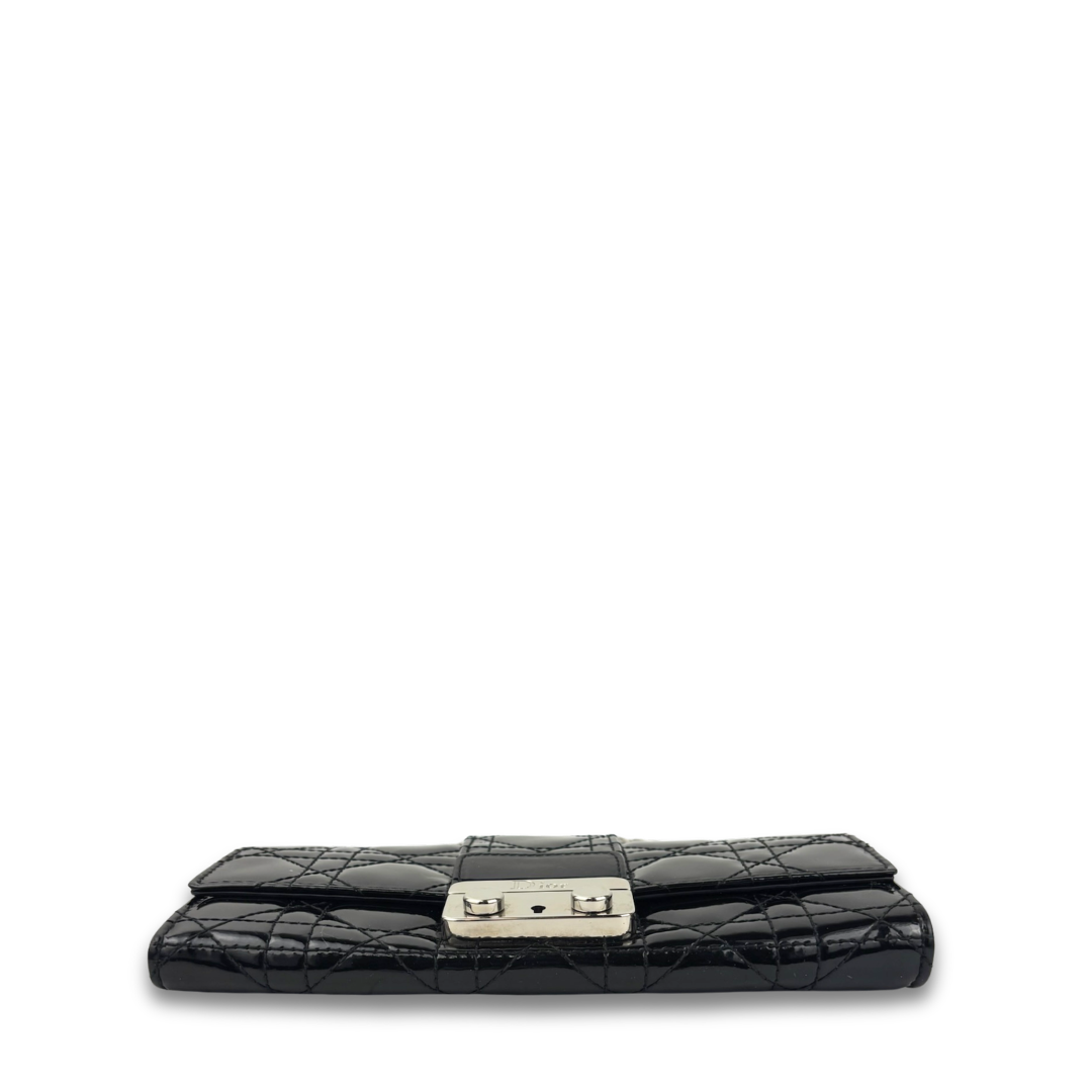 Dior Black Patent Cannage Chain Wallet