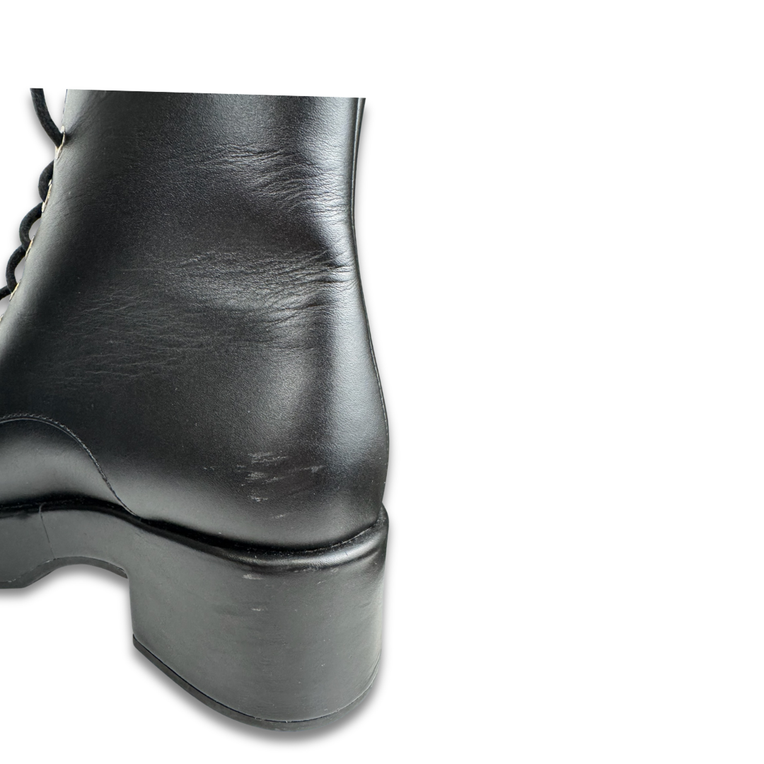 Chanel Calfskin Velvet CC Cap Toe Boot- Size 38.5