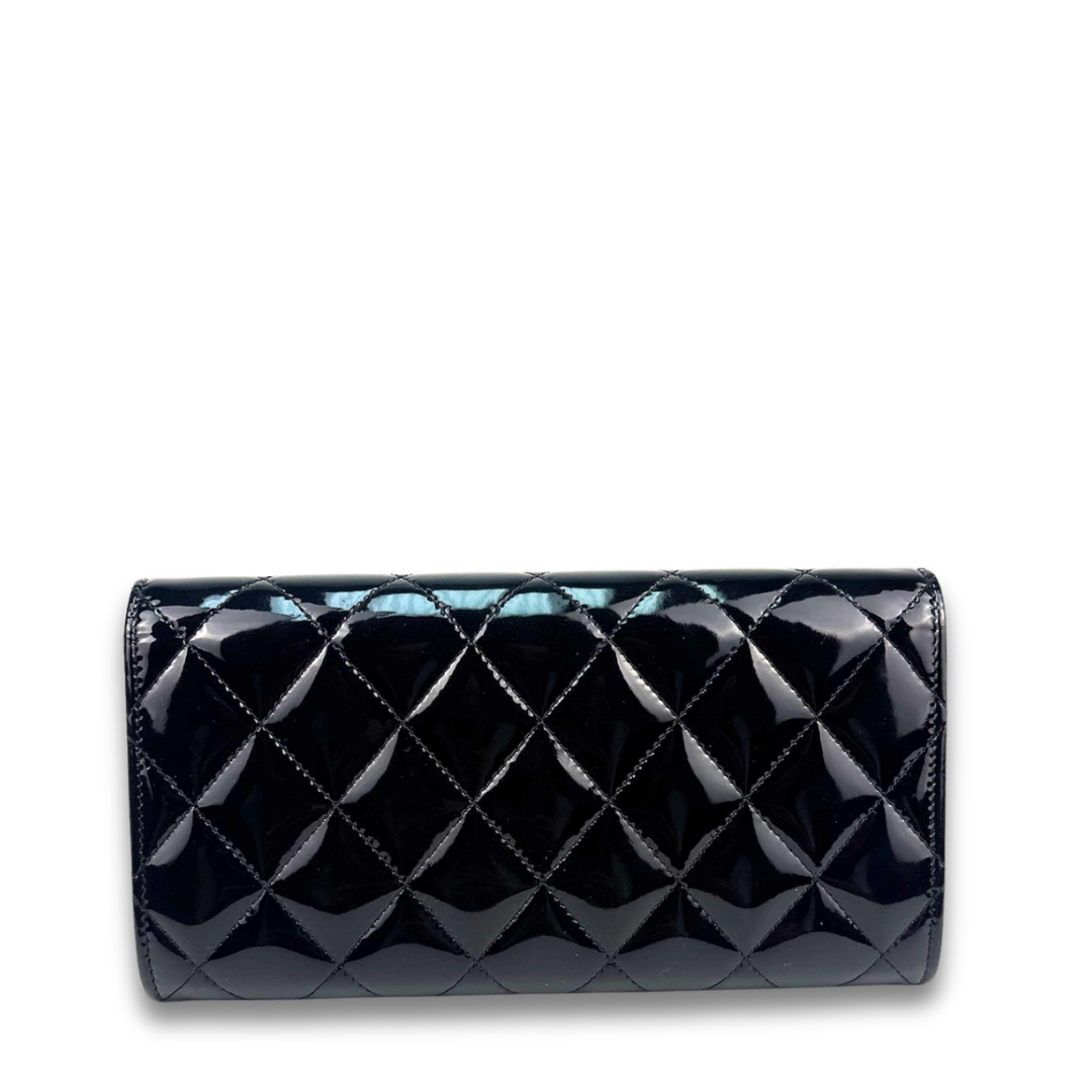 Chanel Black Patent Classic Flap Wallet
