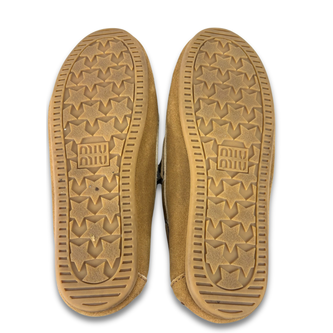 Miu Miu Tan Suede Deck Shoes - Size 37