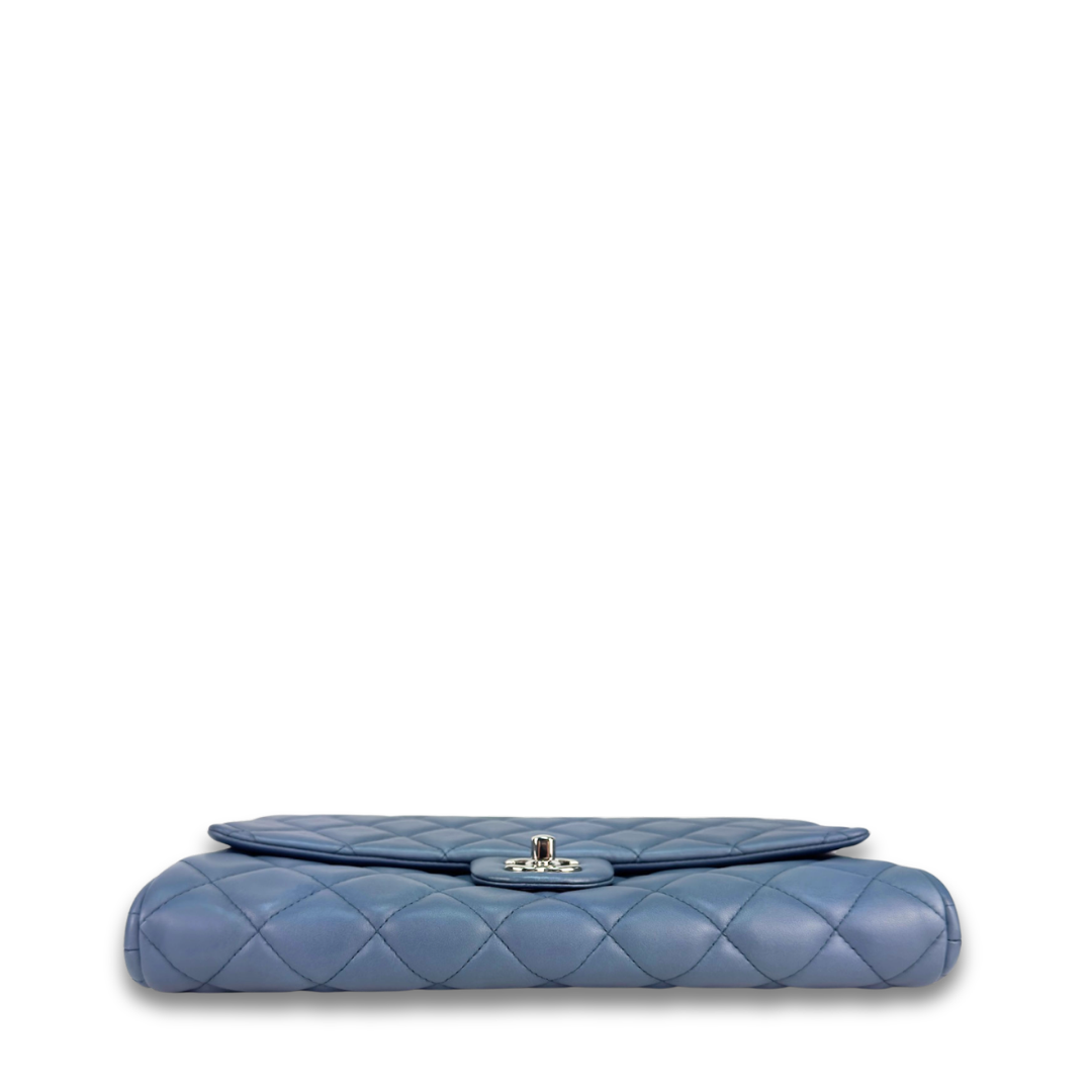 Chanel Blue Lambskin Classic Flap Clutch