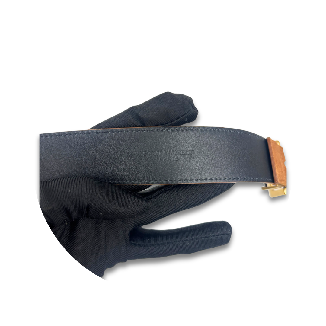 YSL Suede Monogram Belt - Size 85