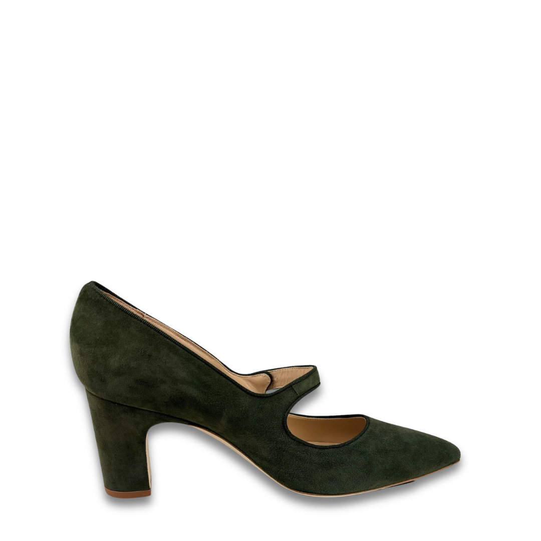Manolo Blahnik Green Campariba Kid Suede Pumps-Size 40