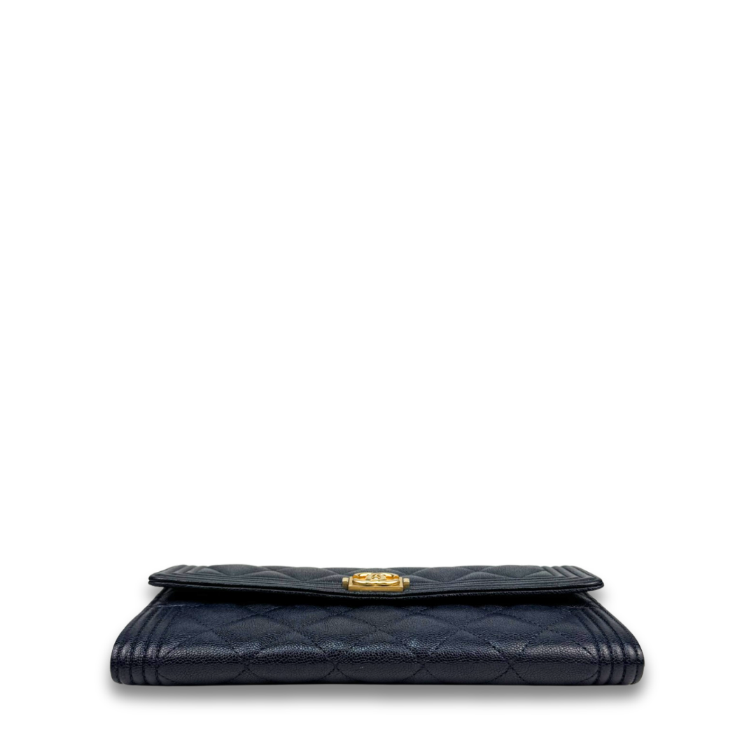 Chanel Navy Caviar Boy Wallet