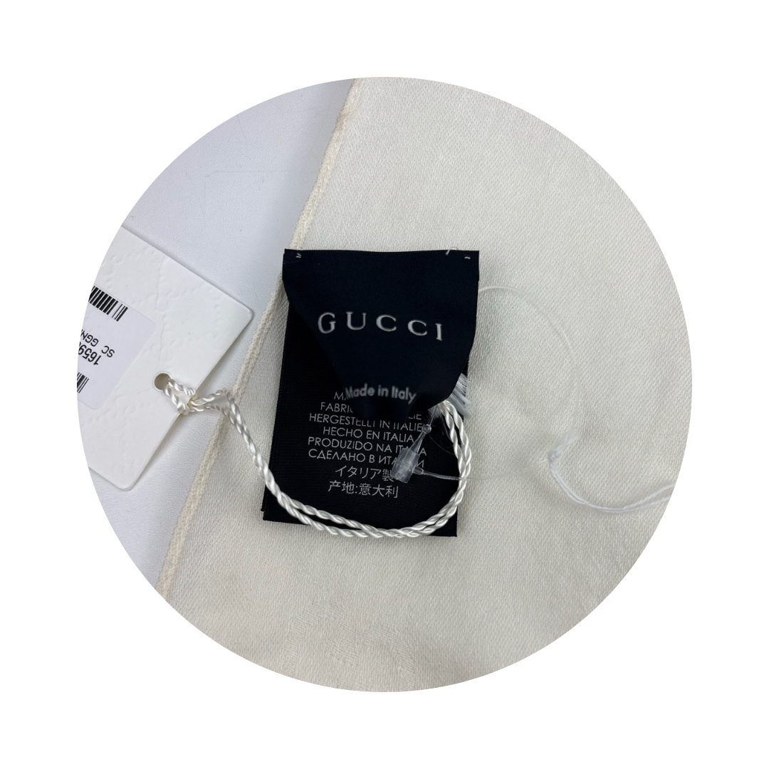 Gucci Cream 'GG' Monogram Jacquard Scarf