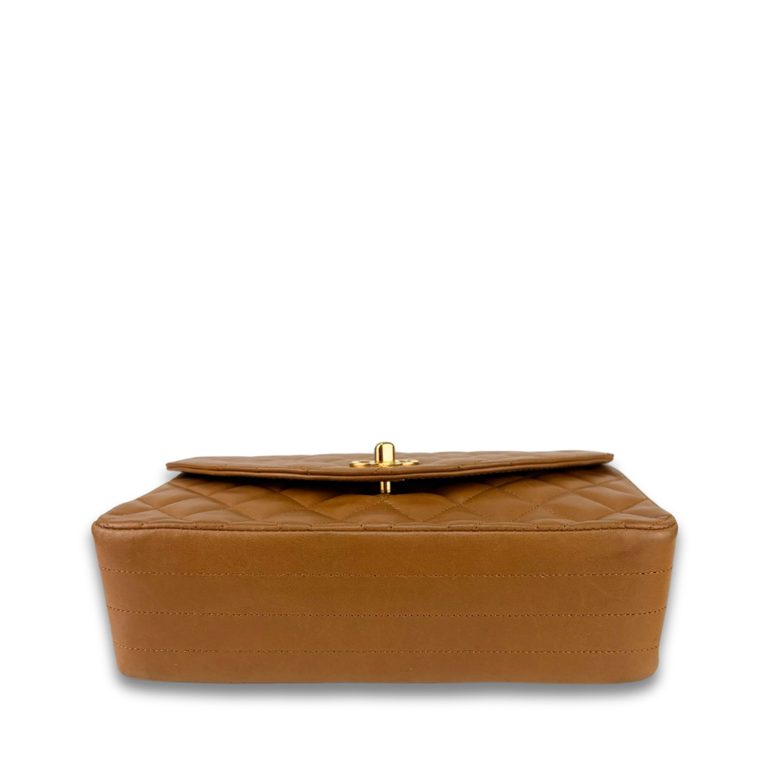 Chanel Camel Lambskin Halfmoon Shoulder Bag