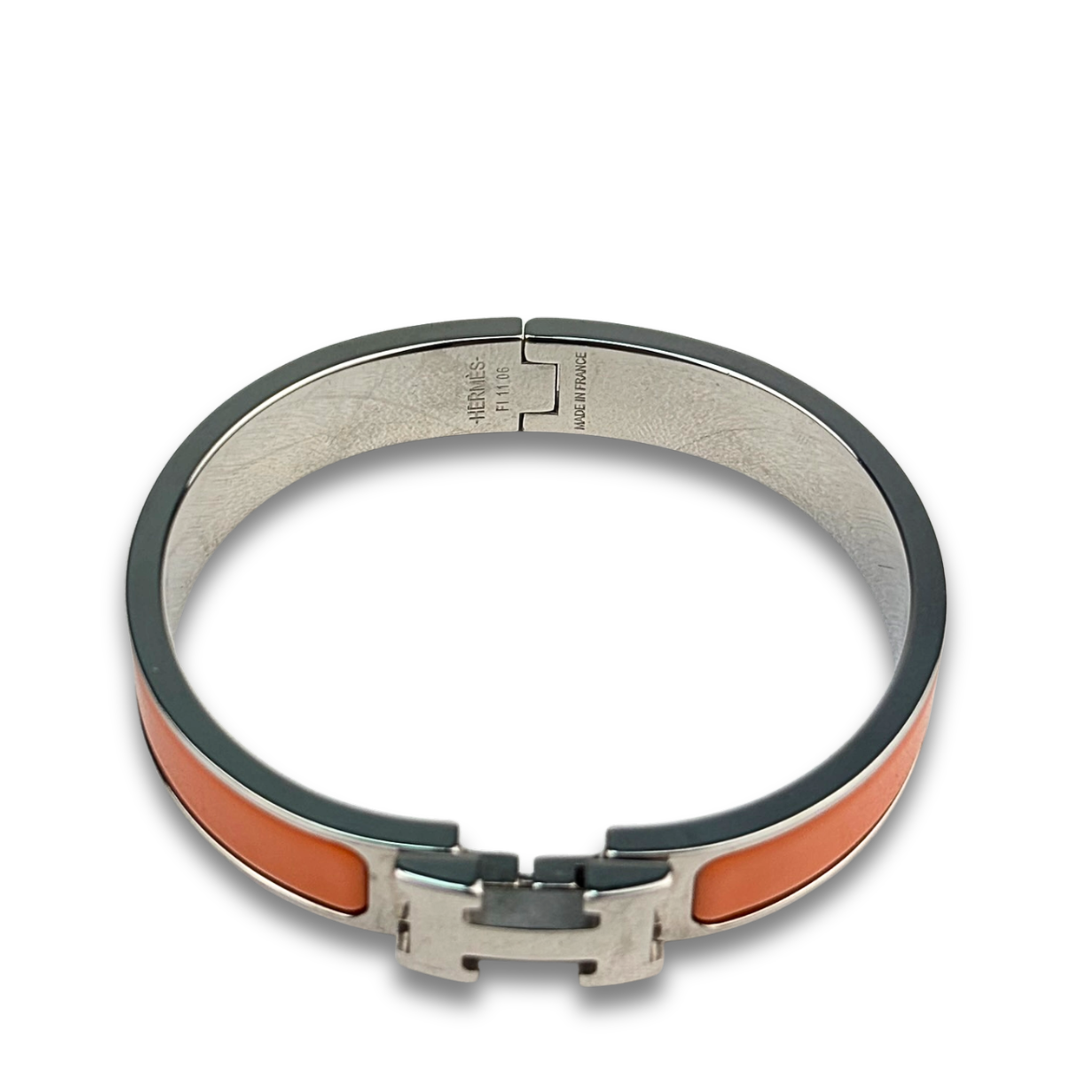Hermès Orange/Palladium Clic H Bracelet