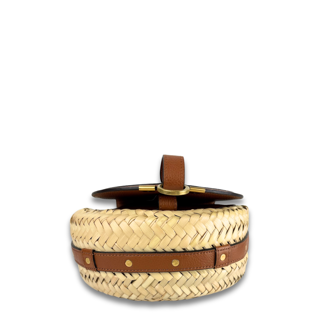 Chloe Marcie Basket Raffia and Leather Small Crossbody