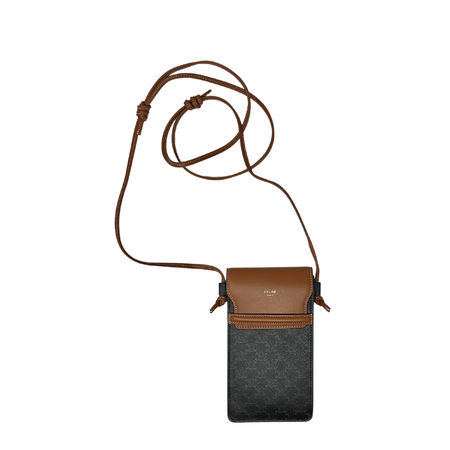 Shop CELINE Triomphe Canvas Phone pouch in triomphe canvas and