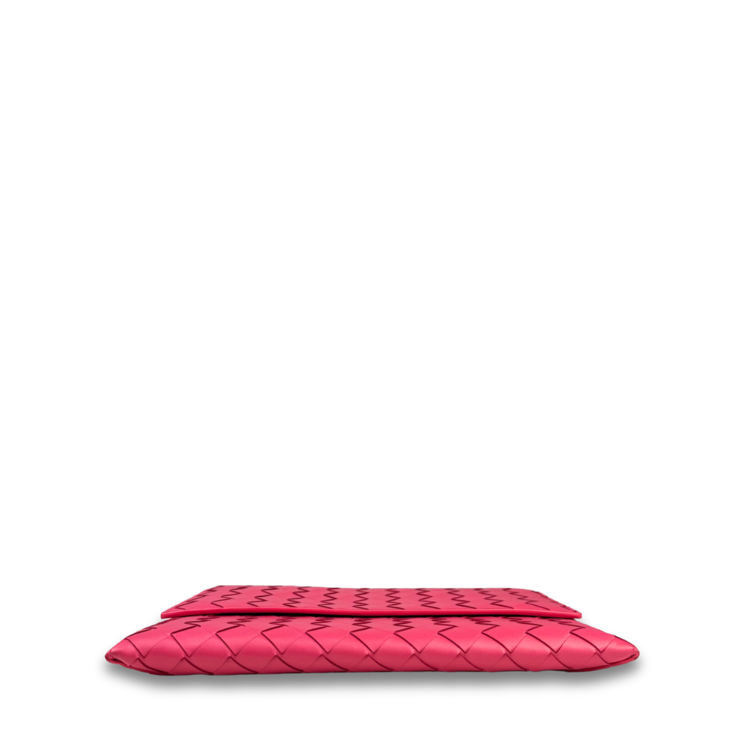 Bottega Veneta Pink Intrecciato Flap Clutch