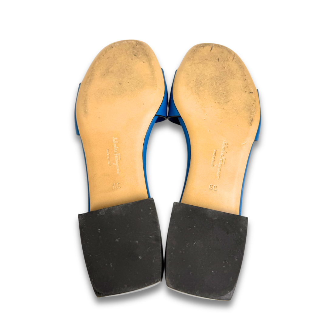 Ferragamo Teal Solar Mule Sandals - Size 6