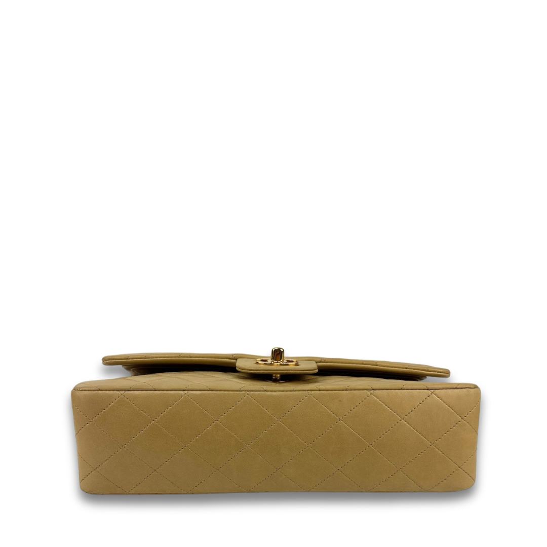 Chanel Beige Lambskin Classic Medium Double Flap