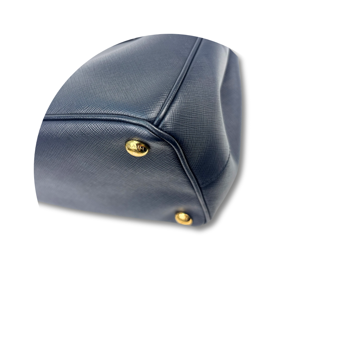 Prada Small Navy Double Zip Galleria