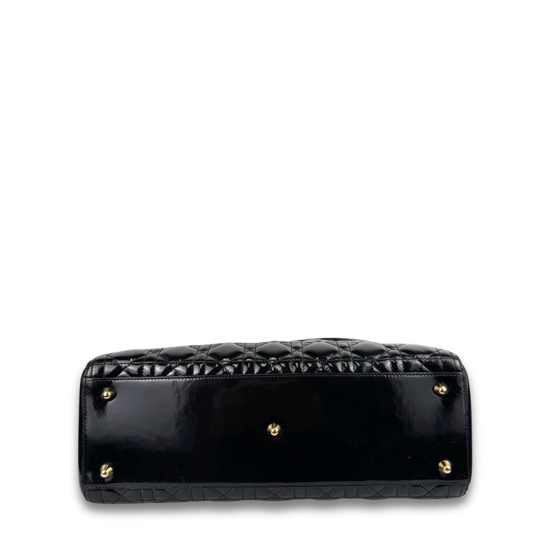 Dior Black Patent Large Lady Dior