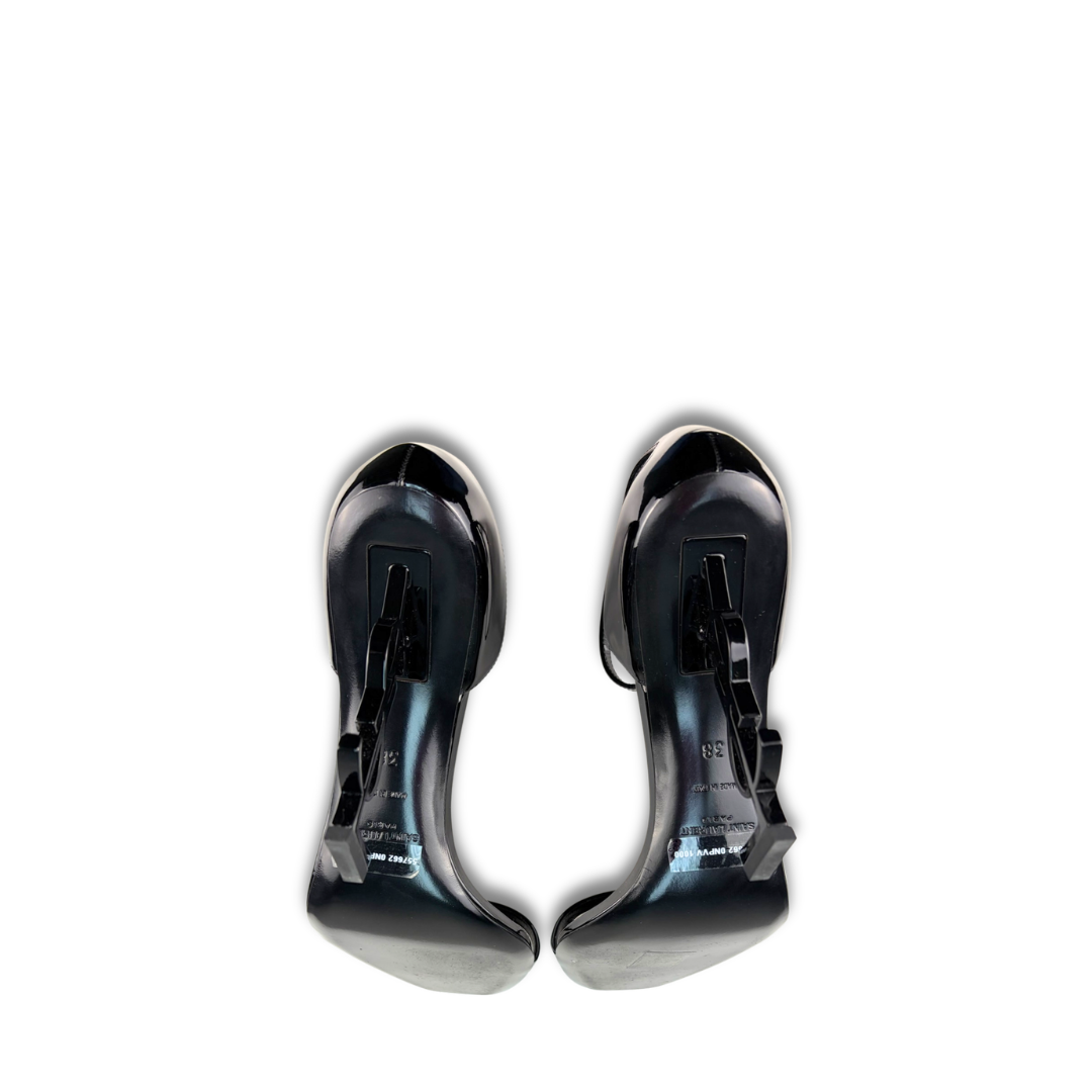 YSL Opyum 85 Black Patent Leather Sandals - Size 38