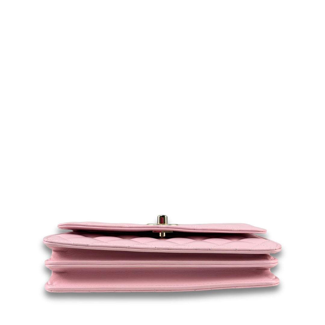 Chanel Pale Pink Pearl Top Handle Wallet on Chain