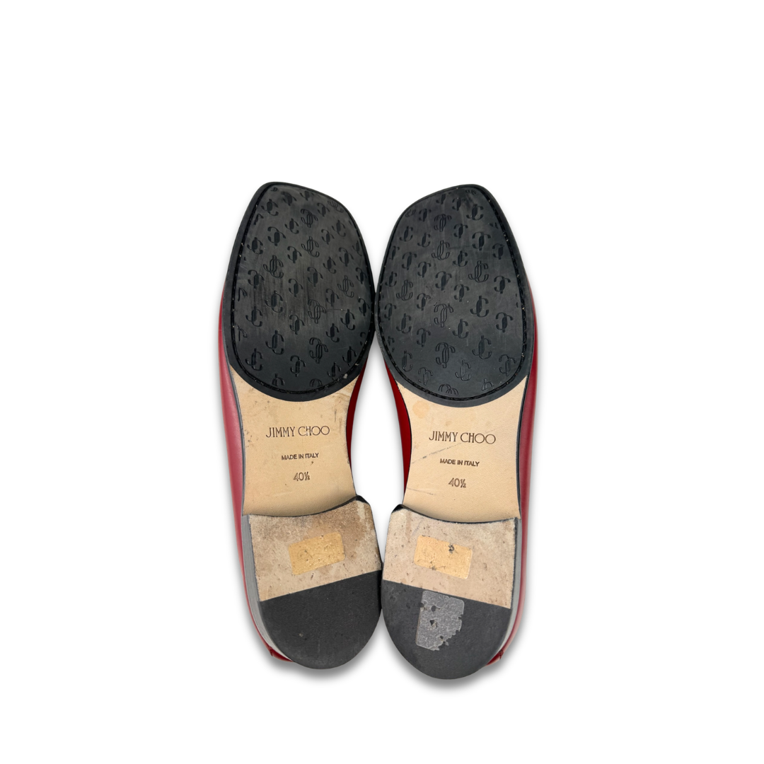 Jimmy Choo Red Diamond Tilda Loafers - Size 40.5