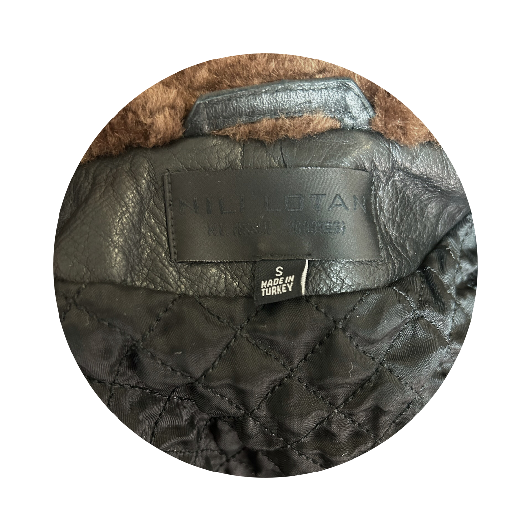 Nili Lotan Sanura Double Breasted Leather Jacket  - Size Small