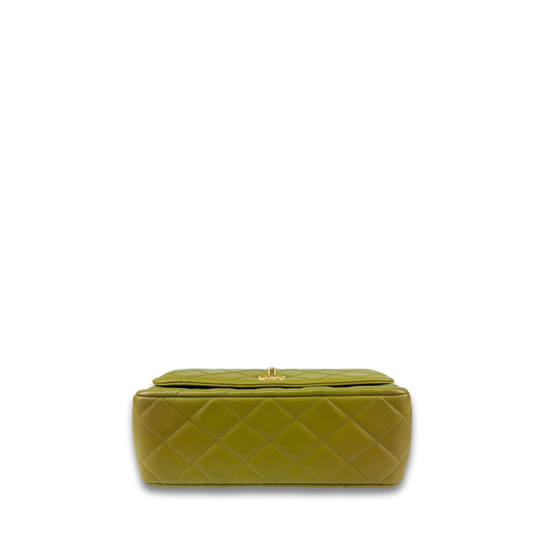 Chanel Olive Green Lambskin Top Handle Bag