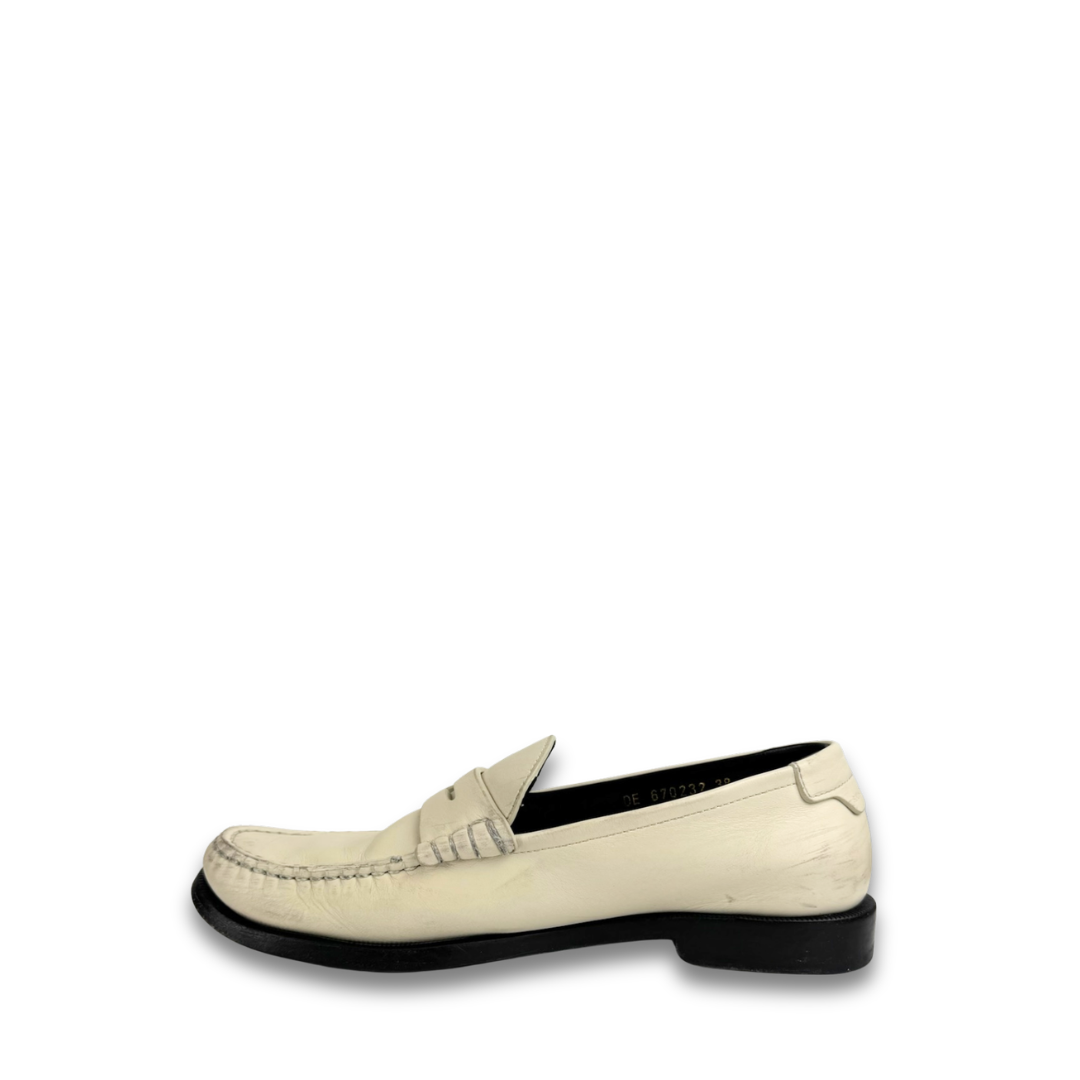 YSL Cream Leather Loafers - Size 38