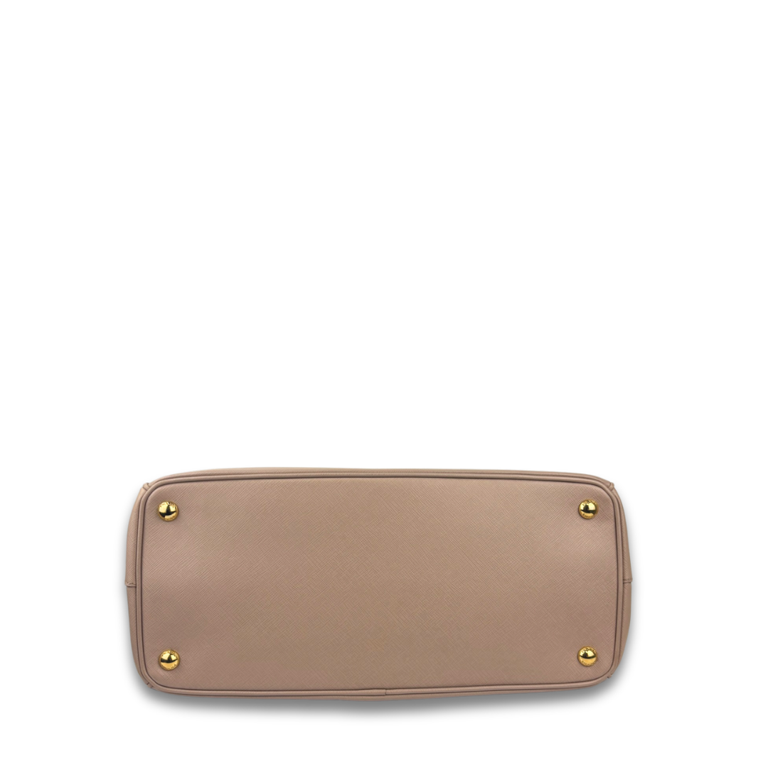 Prada Beige Saffiano Medium Double Zip Galleria
