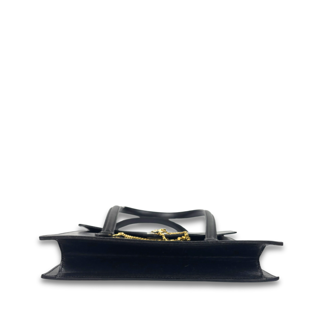 Celine Vintage Black Leather Lock Tote