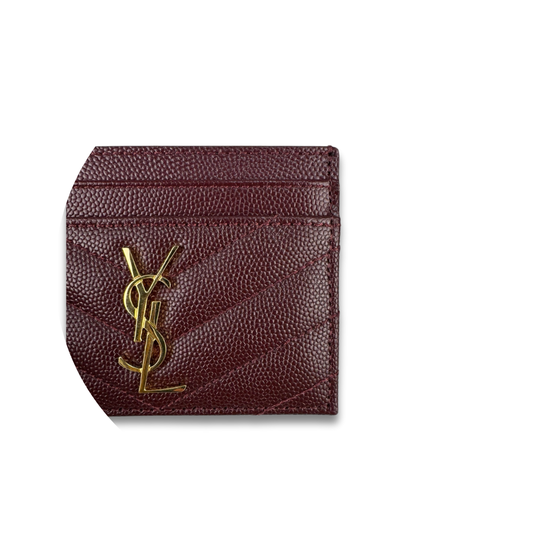 YSL Bordeaux Cassandre Grain de Poudre Leather Card Case