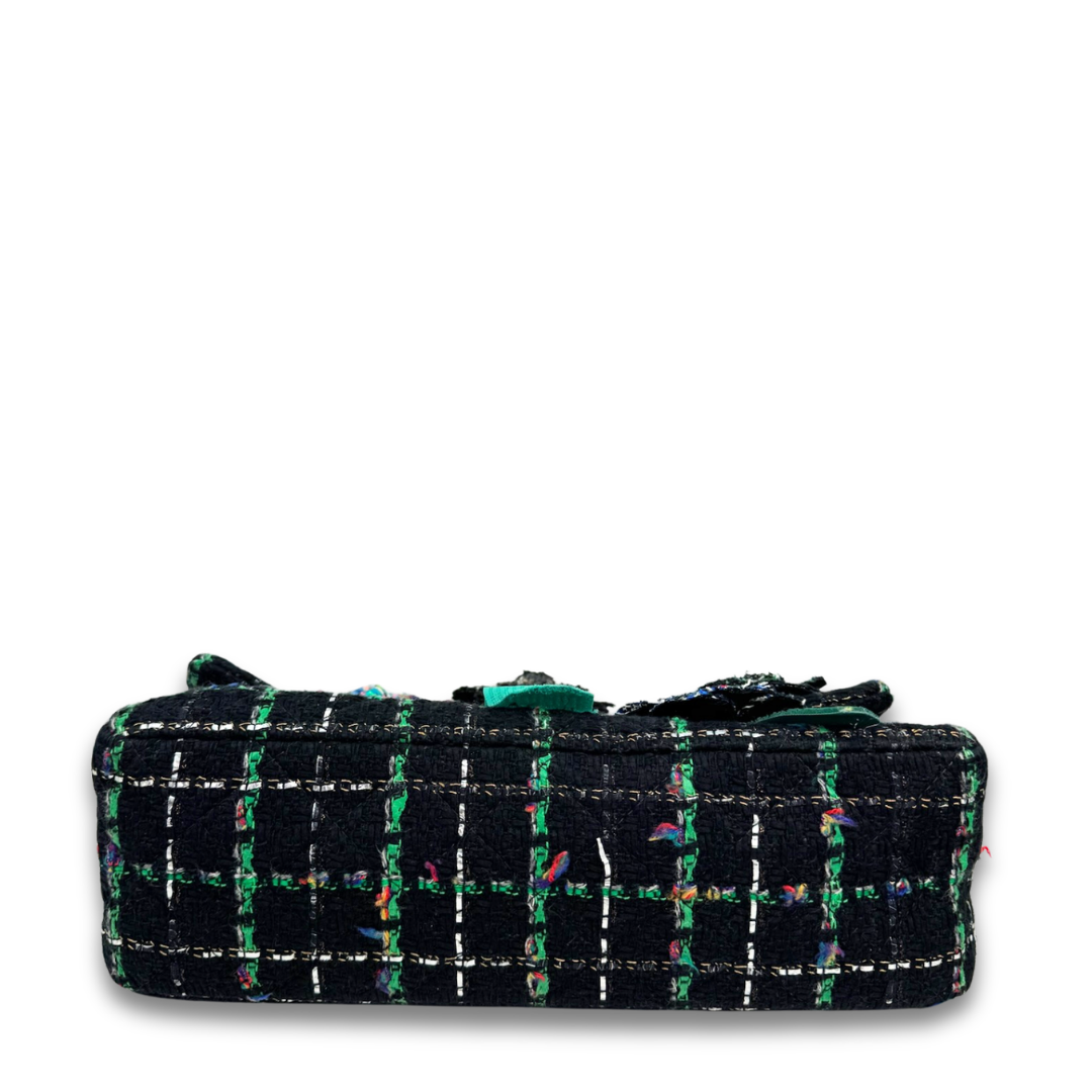 Chanel Multicolor Tweed Camellia Flap Bag