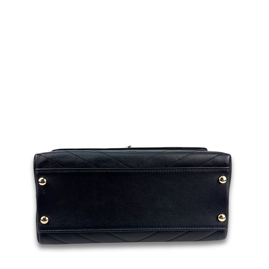 Chanel Chevron Black Coco Top Handle
