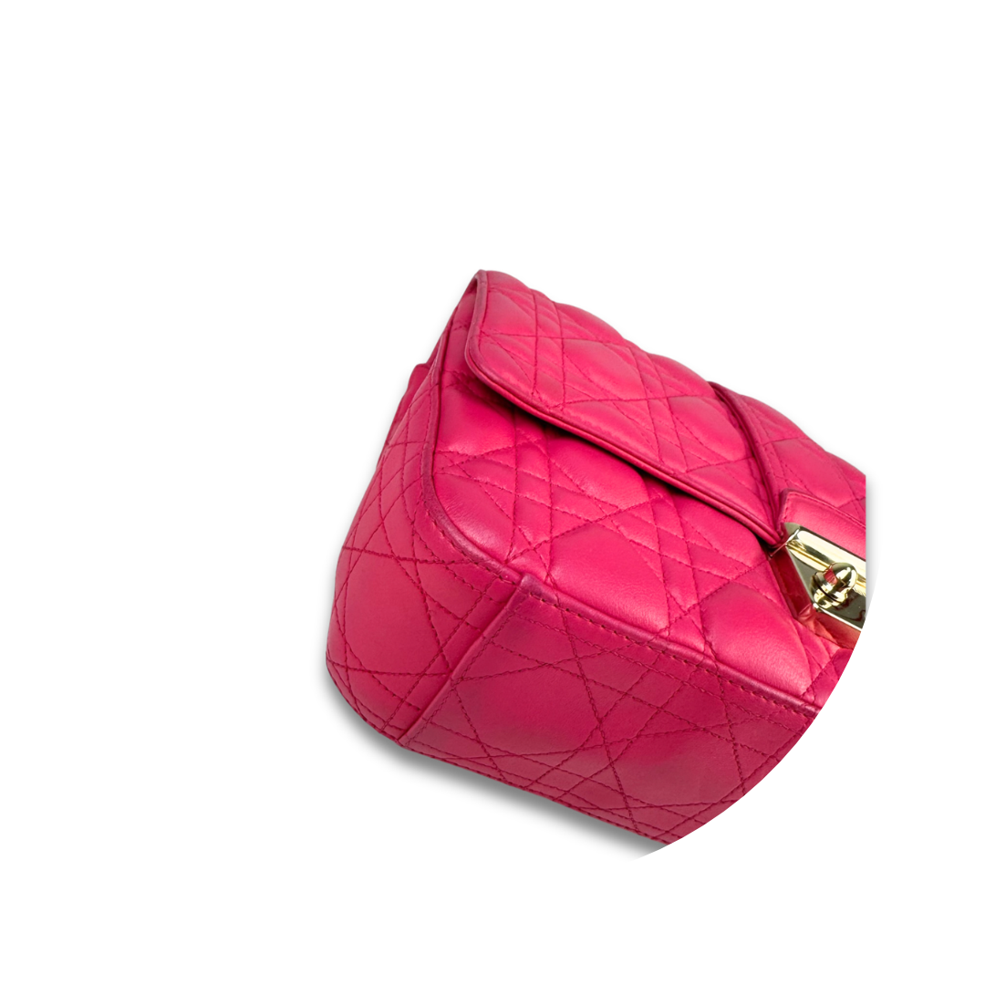 Dior Pink Lambskin Cannage Large Miss Dior Flap