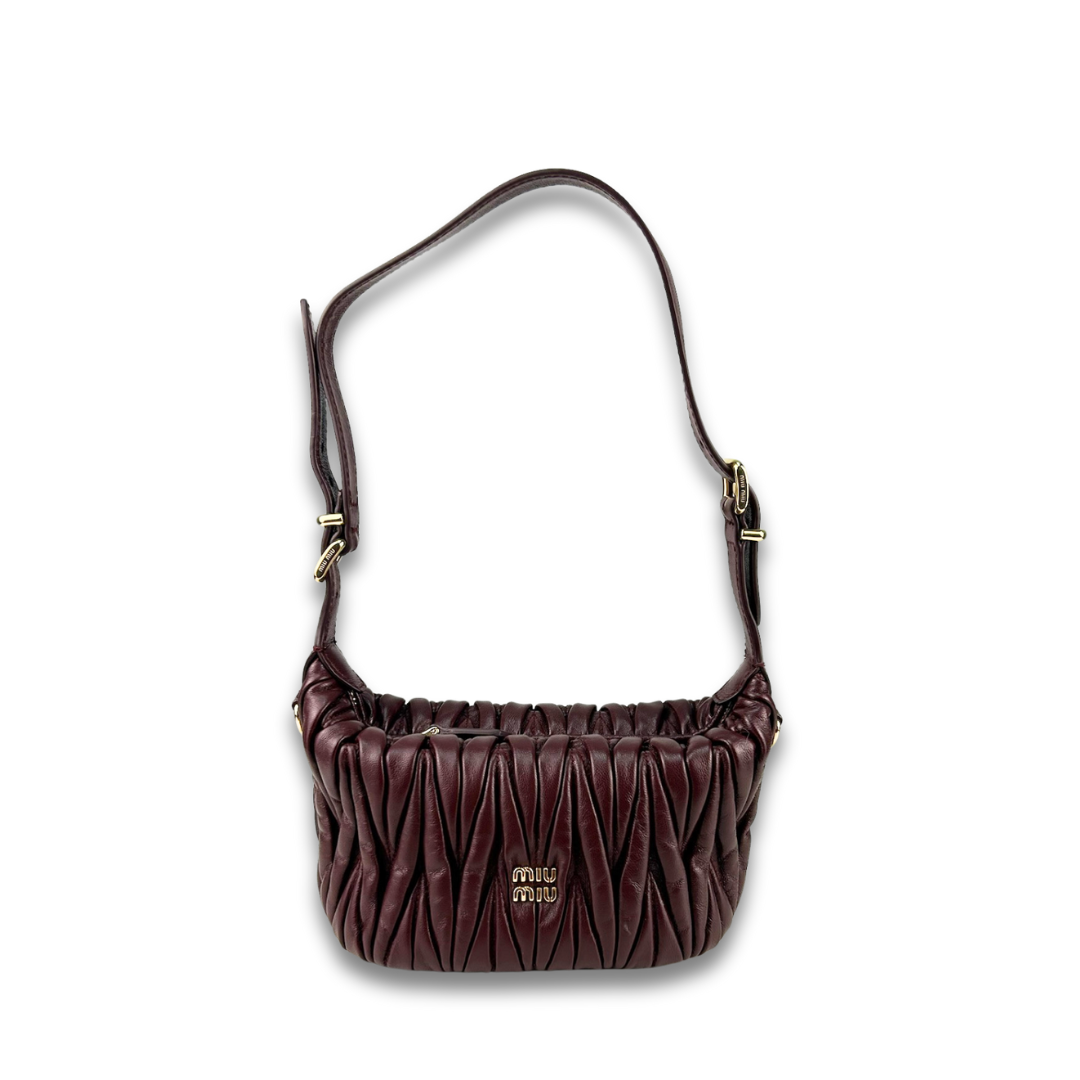 Miu Miu Burgundy Matelassé Nappa Pouch