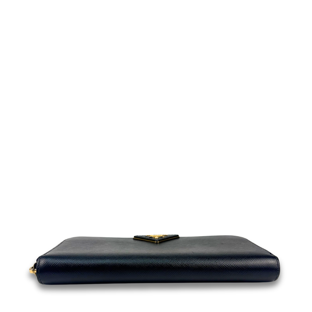 Prada Black Saffiano Zipper Wallet