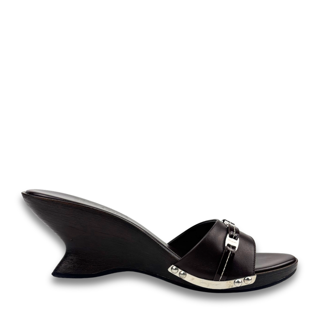 Ferragamo Dark Brown Wedges - Size 37.5