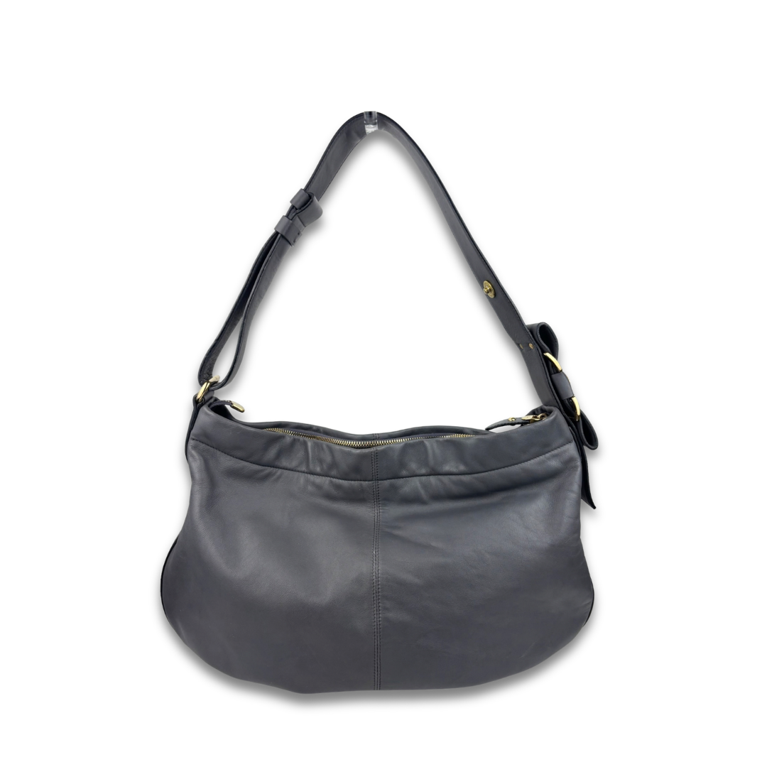 Ferragamo Grey Leather Hobo Bag