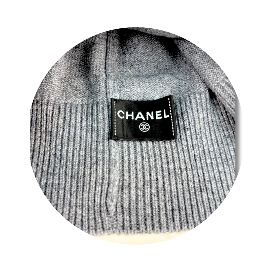 Chanel Grey Cashmere CC Beanie