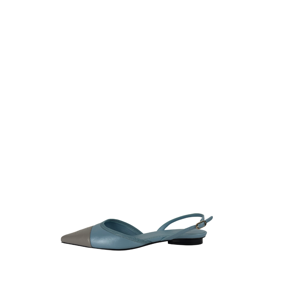 Chanel Pointed Cap-Toe Flat Slingbacks - Size 37
