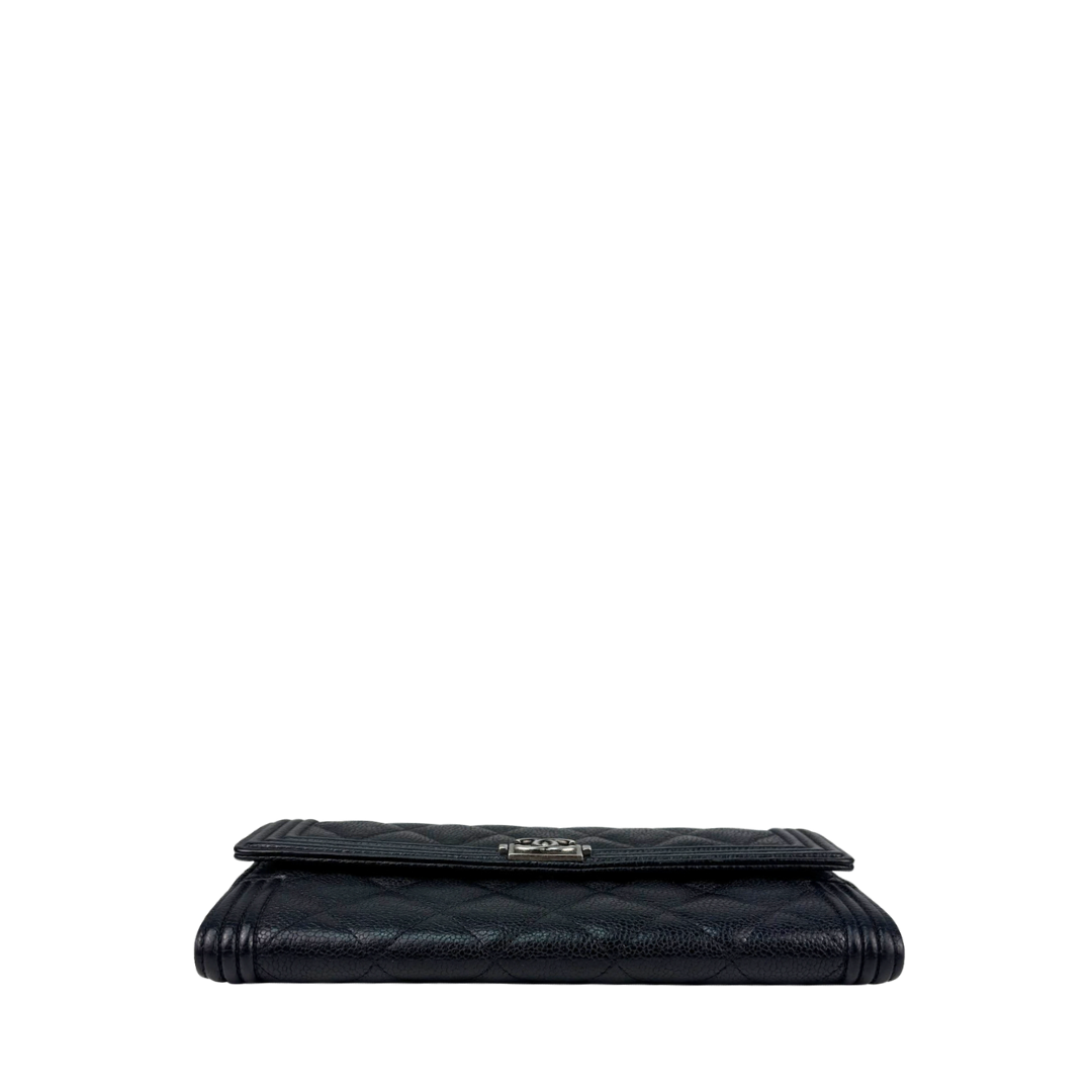 Chanel Black Caviar Boy Flap Wallet