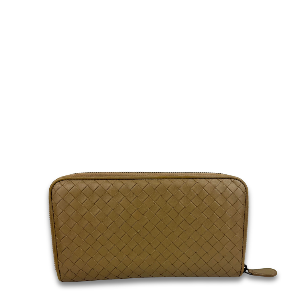 Bottega Taupe Zip Around Wallet