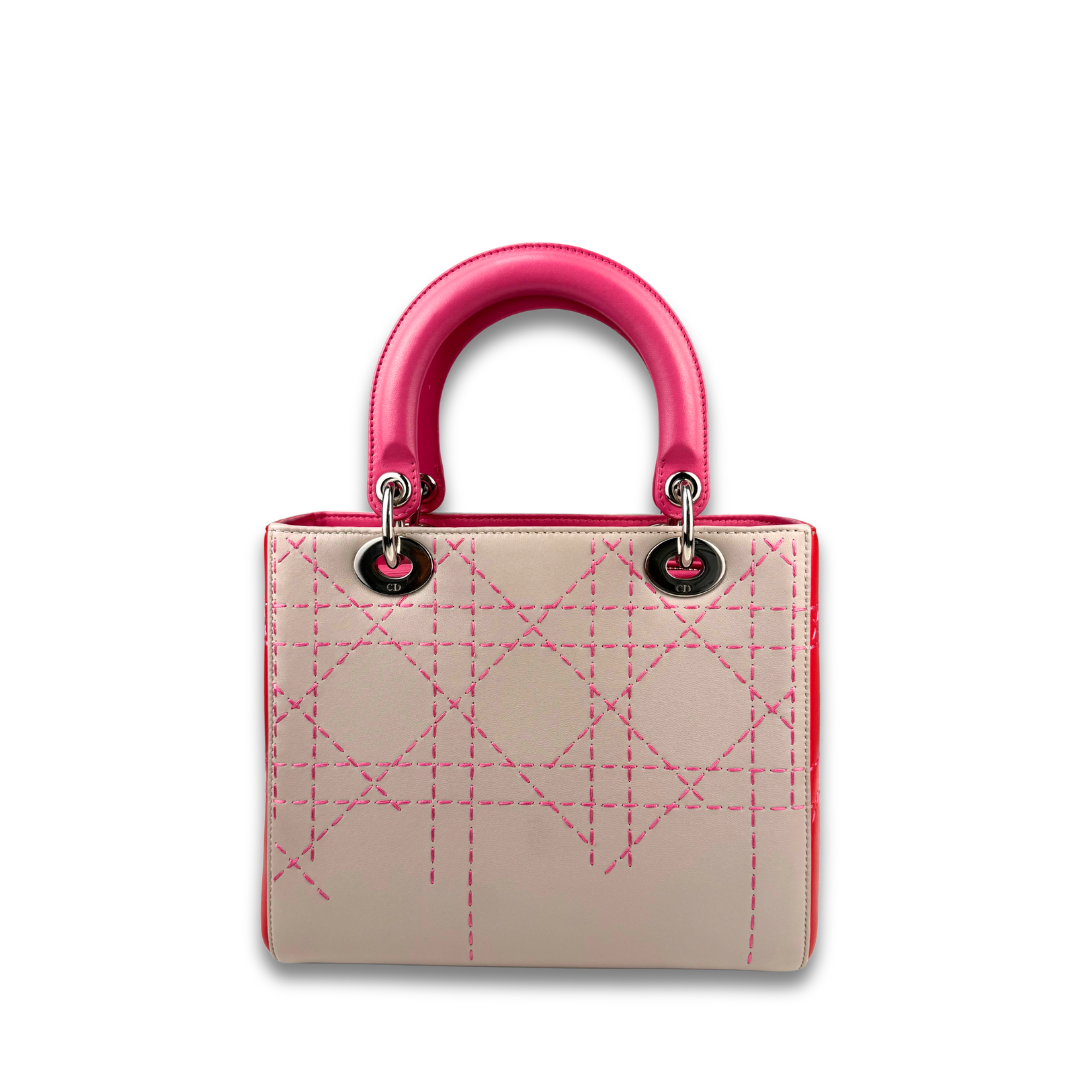 Dior Tricolor Lambskin Microcannage Medium Lady Dior