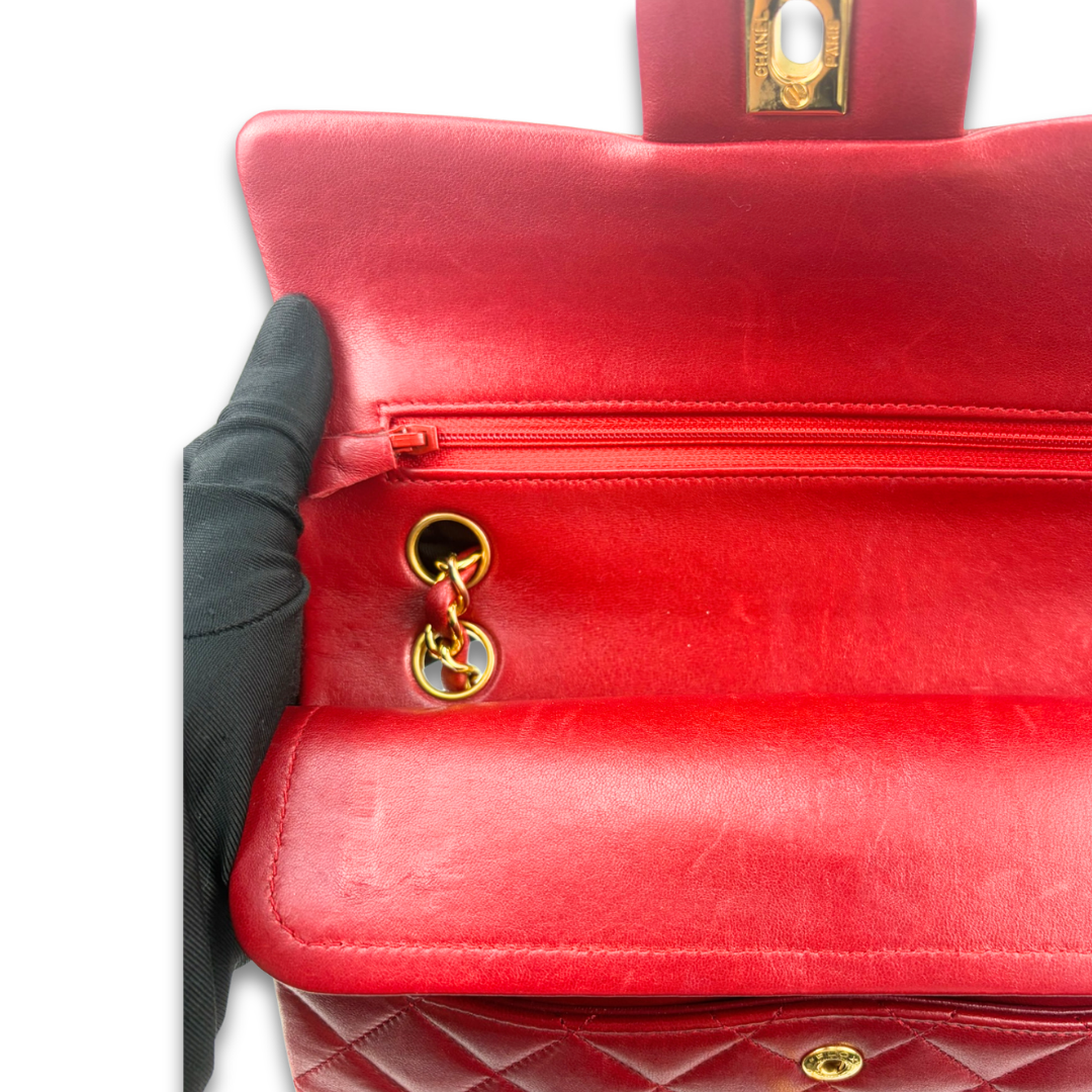 Chanel Red Classic Small Double Flap