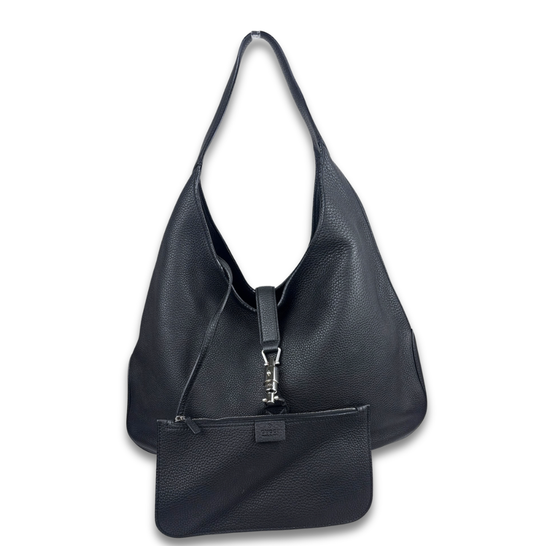 Gucci Black Soft Grained Calfskin Large Jackie Hobo