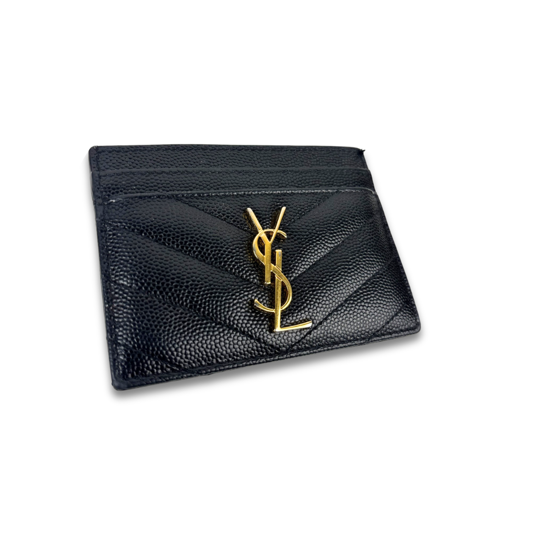 YSL Cassandre Black Grained Card Case