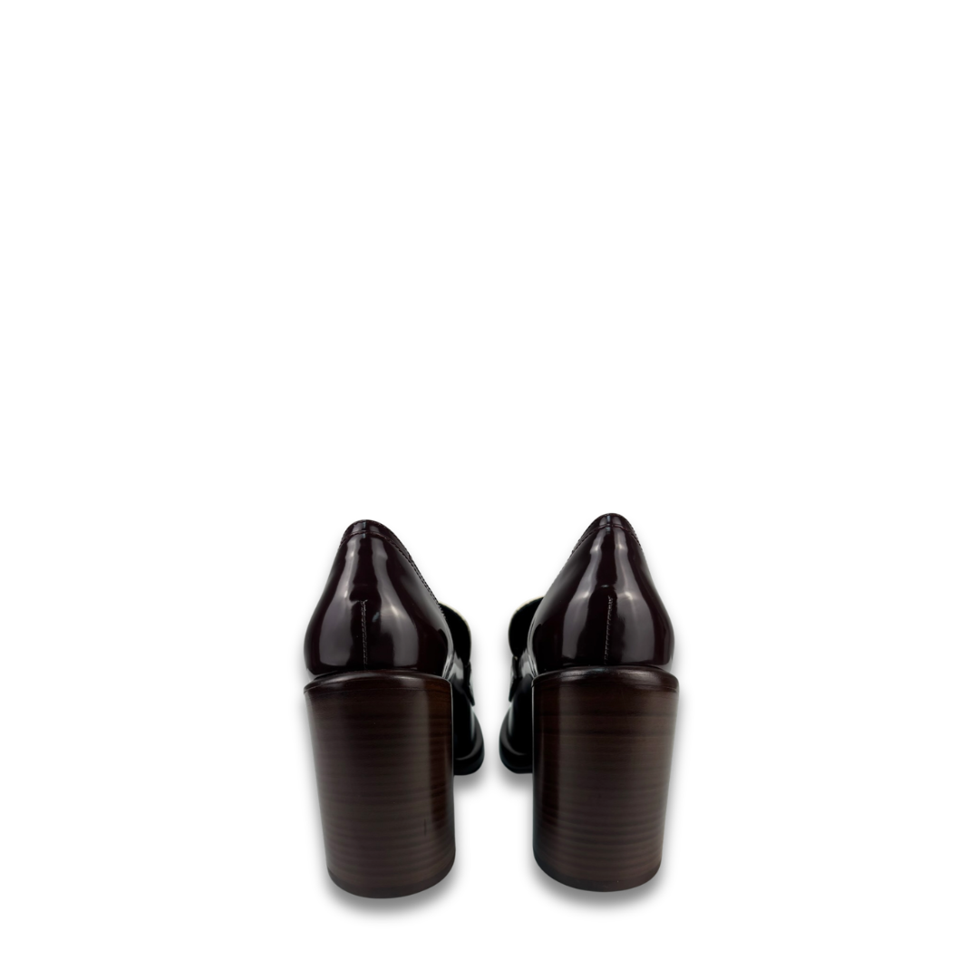 Gucci Brown and White Horsebit Platform Loafers - Size 37