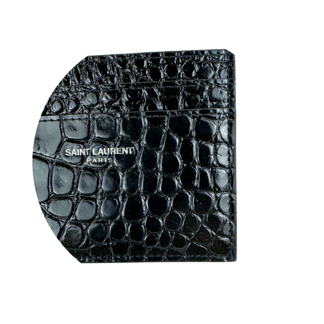 YSL Croc Embossed Shiny Paris Card Case