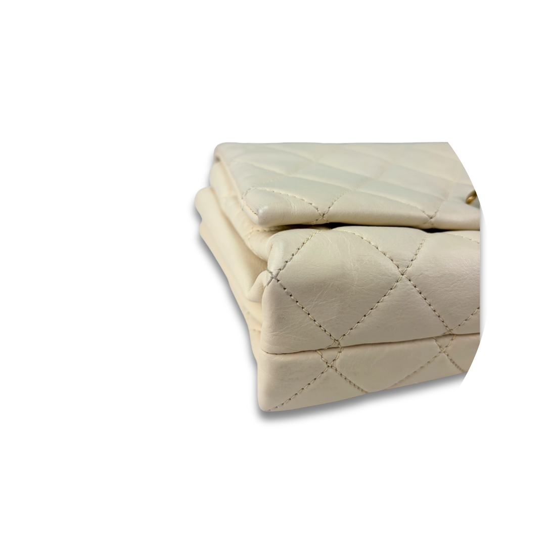 Chanel White Pearl Accordion Flap Bag
