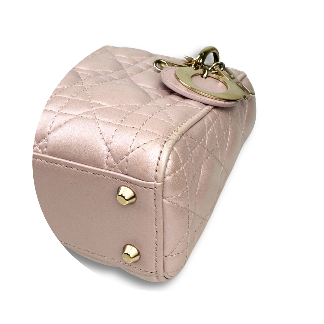 Dior Metallic Rose Gold Mini Lady Dior