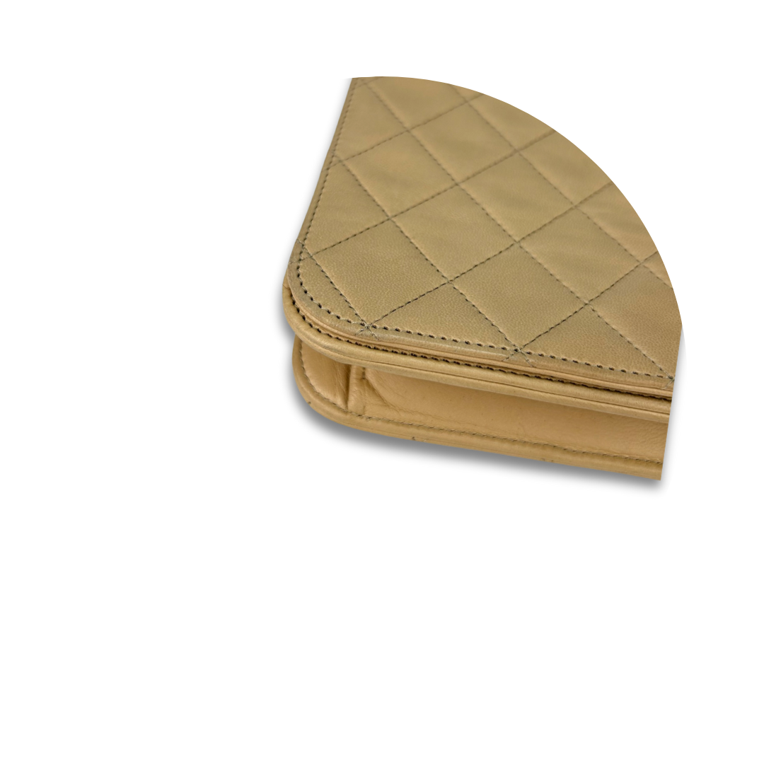 Chanel Beige Full Flap Pushlock Shoulder Bag