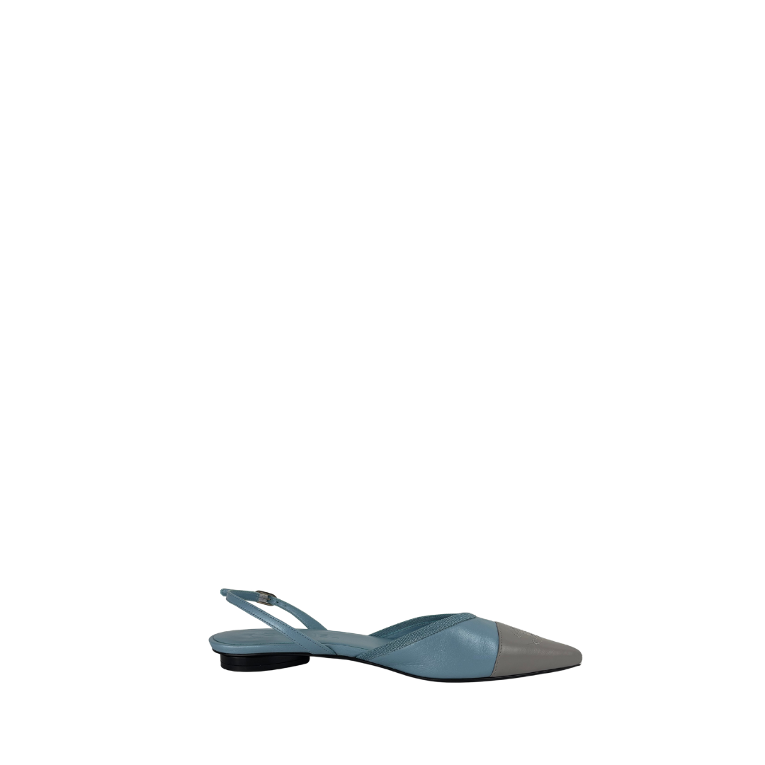 Chanel Pointed Cap-Toe Flat Slingbacks - Size 37